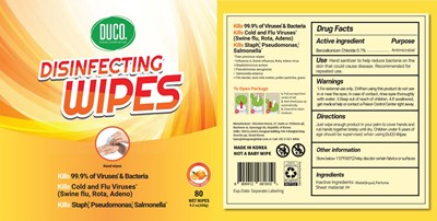 Duco 80 Disinfecting Wipes (Duco 80 Label Image)